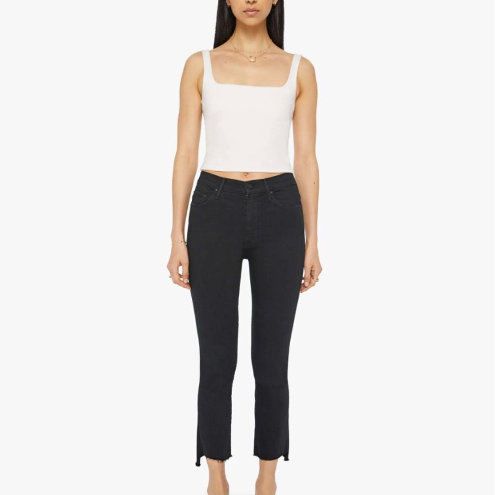 Mother Insider Crop Step Fray Jeans – Not Guilty Black – Size 25